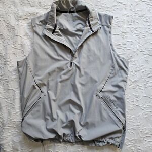 Sunice Mens Golf Vest Gray Quarter Zip Lightweight Windbreaker Sleeveless Large